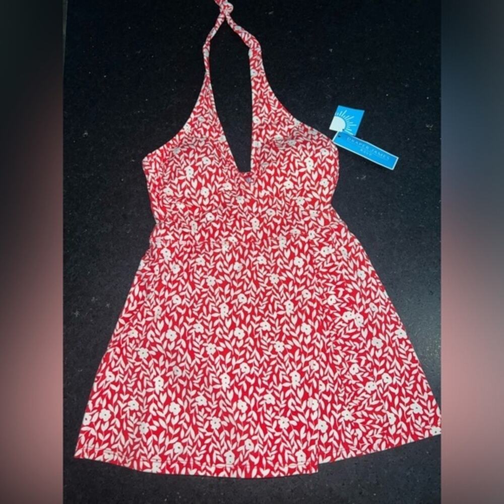 NEW DRAPER JAMES RSVP RED POPPY ONE PIECE HALTER SWIM DRESS SZ XS